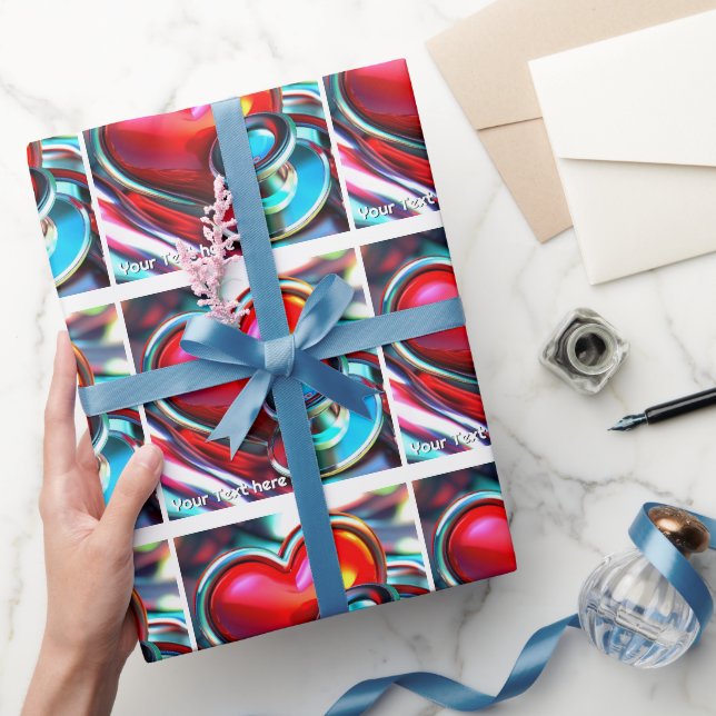 Red Heart and  Chrome Stethoscope  Healthcare Wrapping Paper (Gifting)