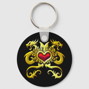 RED HEART AND DRAGONS KEY RING