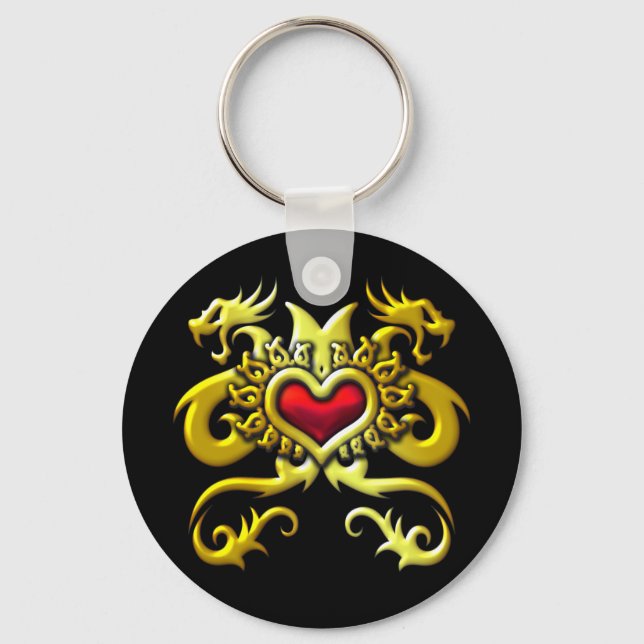 RED HEART AND DRAGONS KEY RING (Front)