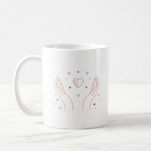 Red Heart and Hand Shaped Coffee Cup