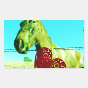 Red Heart and Horse Rectangular Sticker