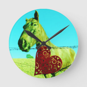 Red Heart and  Horse Round Clock