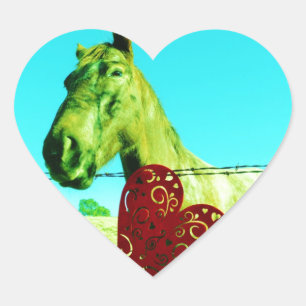 Red Heart and  Horse Sticker