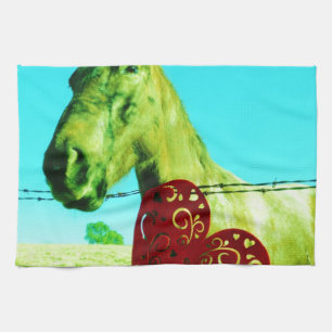 Red Heart and  Horse Tea Towel