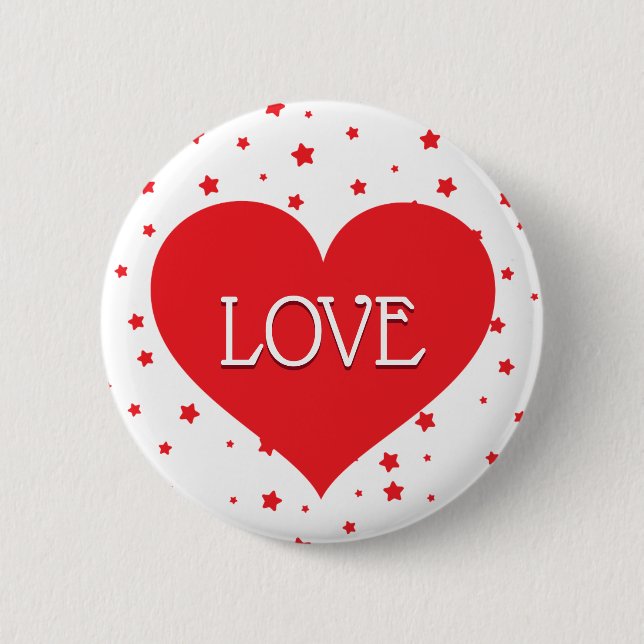 Red Heart And LOVE On Heart  6 Cm Round Badge (Front)