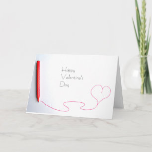 Red Heart and Marker Valentine's Day Card