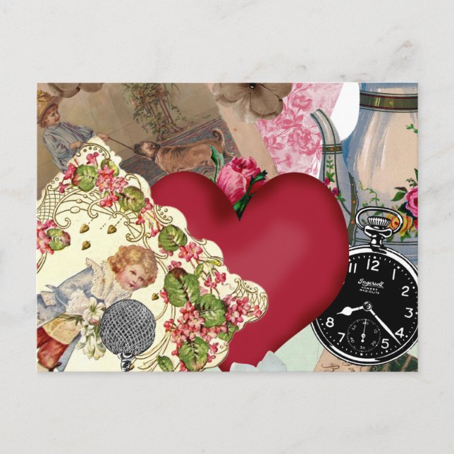 Red Heart and Paris Postcard (Front)