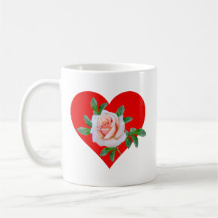 RED HEART AND ROSE FOR VALENTINES DAY COFFEE MUG