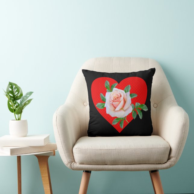 RED HEART AND ROSE FOR VALENTINES DAY CUSHION (Chair)