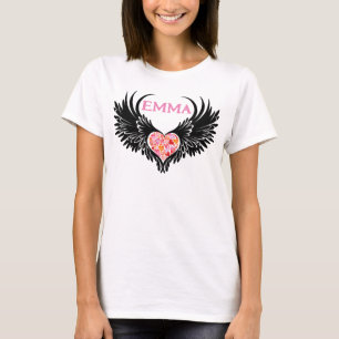 Red heart angel black wings T-Shirt