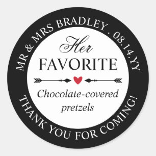 Red Heart Arrows Her Favourite Wedding Candy Favou Classic Round Sticker
