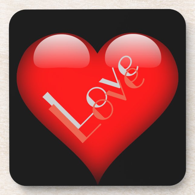 Red Heart Attractive Parisian Love Wedding Coaster (Front)