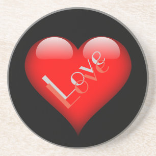 Red Heart Attractive Parisian Love Wedding Coaster