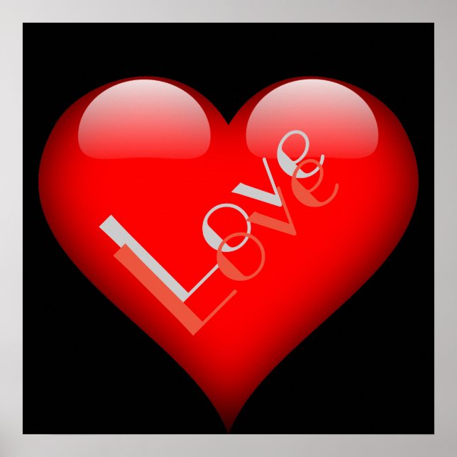 Red Heart Attractive Parisian Love Wedding Poster (Front)