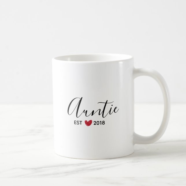 Red Heart Auntie Established Year Coffee Mug (Right)