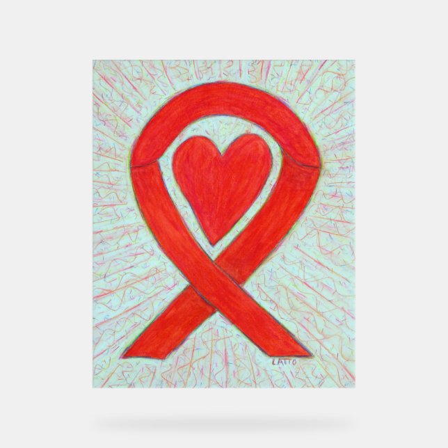 Red Heart Awareness Ribbon Art Custom Sign (Front)