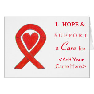 Red Heart Awareness Ribbon Custom Cause Note Cards