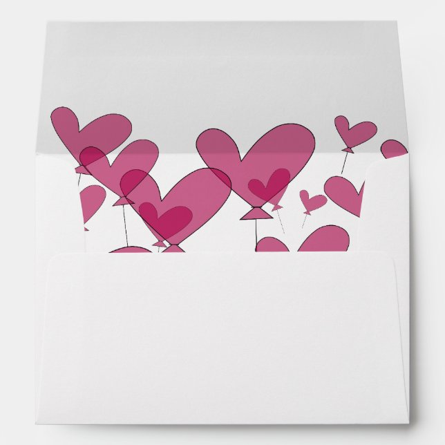 Red heart balloon lined wedding envelopes (Back (Bottom))