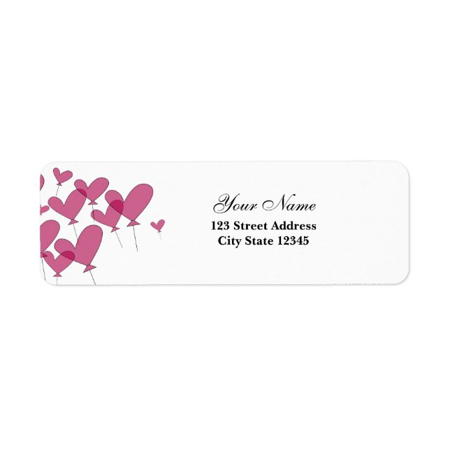 Red heart balloon return address labels (Front)