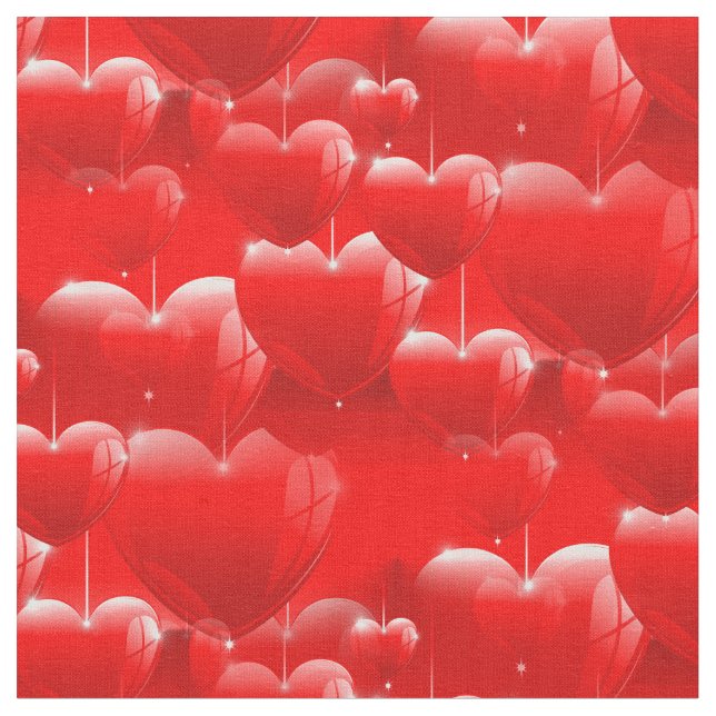 red heart balloons fabric (Close Up)
