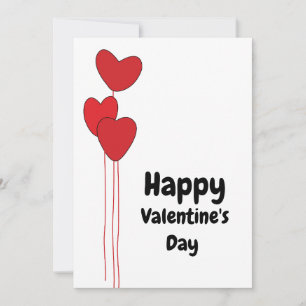 Red Heart Balloons Happy Valentines Day Holiday Card