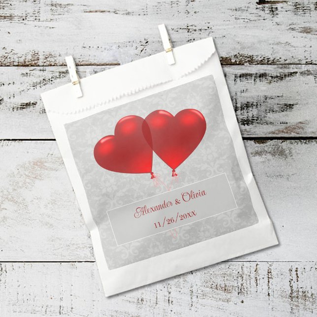Red Heart Balloons Wedding Favour Bag (Red Heart Balloons Wedding Favor Bags)
