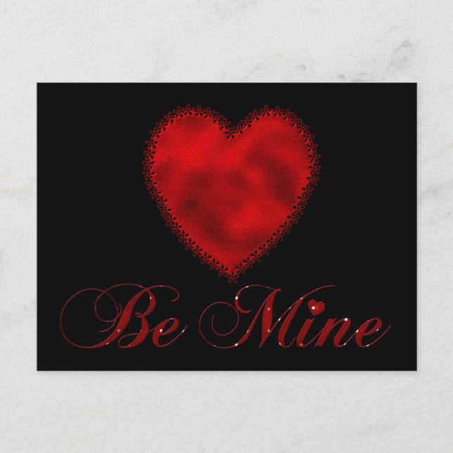Red Heart Be Mine Valentine's Day Postcards (Front)