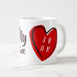 Red Heart Be My Valentine Custom Couple's White Large Coffee Mug