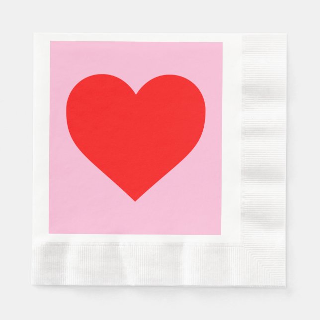 Red Heart Beat Pastel Pink Napkin (Front)