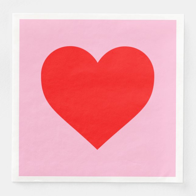 Red Heart Beat Pastel Pink Napkin (Front)