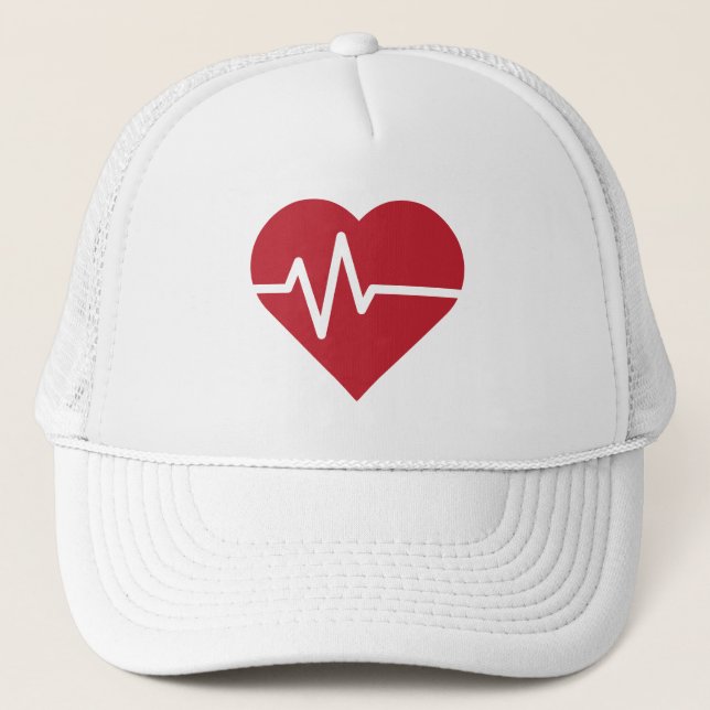 Red Heart Beats Trucker Hat (Front)