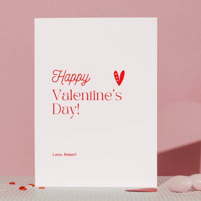 Red Heart Beige Typographic Valentine's Day  Invitation (Creator Uploaded)