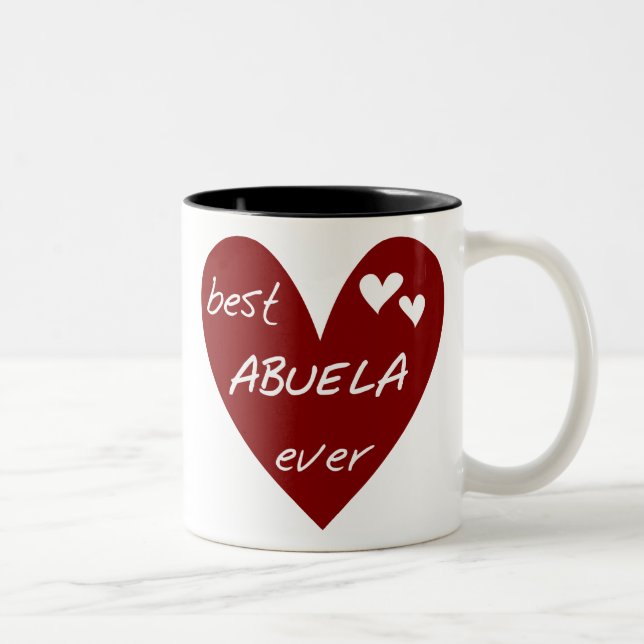 Red Heart Best Abuela Ever T-shirts and Gifts Two-Tone Coffee Mug (Right)