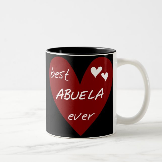 Red Heart Best Abuela Ever T-shirts and Gifts Two-Tone Coffee Mug (Right)