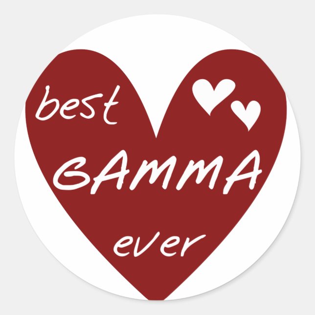 Red Heart Best Gamma Ever Tshirts and Gifts Classic Round Sticker (Front)