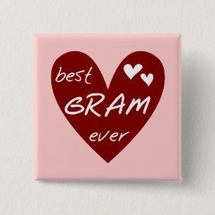 Red Heart Best Gram Ever Tshirts and Gifts 15 Cm Square Badge