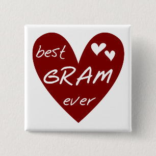Red Heart Best Gram Ever Tshirts and Gifts 15 Cm Square Badge