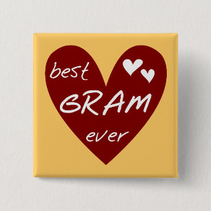 Red Heart Best Gram Ever Tshirts and Gifts 15 Cm Square Badge