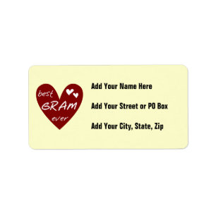 Red Heart Best Gram Ever Tshirts and Gifts Label