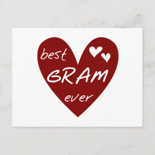 Red Heart Best Gram Ever Tshirts and Gifts Postcard