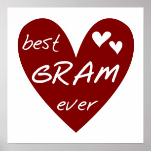 Red Heart Best Gram Ever Tshirts and Gifts Poster