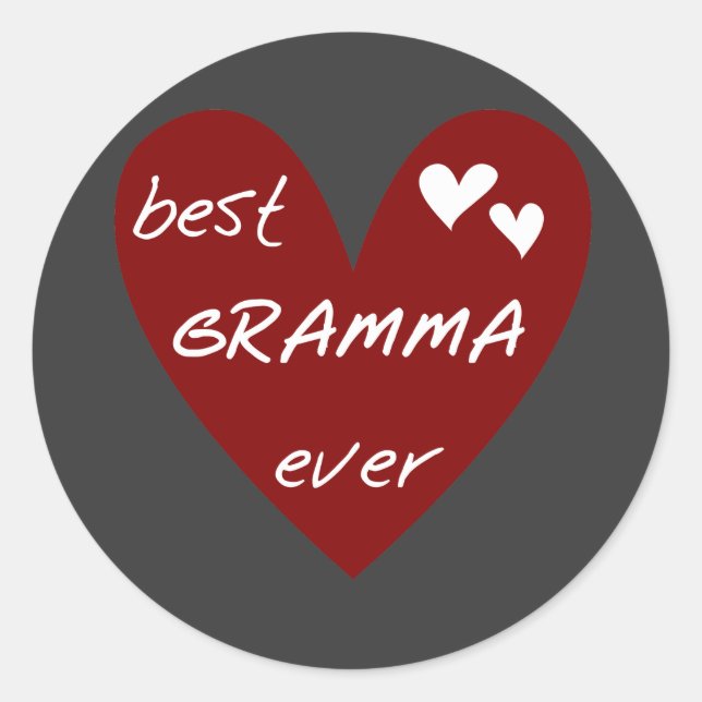 Red Heart Best Gramma Ever T-shirts and Gifts Classic Round Sticker (Front)