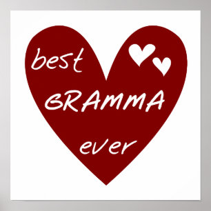 Red Heart Best Gramma Ever T-shirts and Gifts Poster