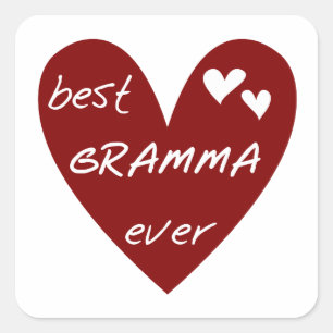 Red Heart Best Gramma Ever T-shirts and Gifts Square Sticker