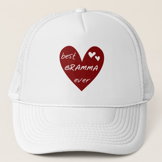 Red Heart Best Gramma Ever T-shirts and Gifts Trucker Hat (Front)