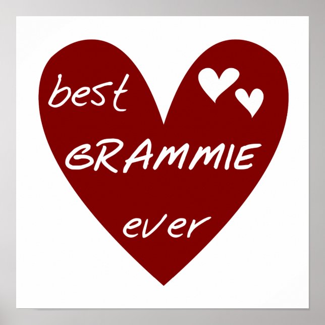 Red Heart Best Grammie Ever T-shirts and Gifts Poster (Front)