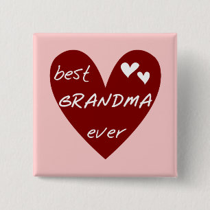 Red Heart Best Grandma Ever T-shirts Gifts 15 Cm Square Badge