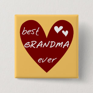 Red Heart Best Grandma Ever T-shirts Gifts 15 Cm Square Badge