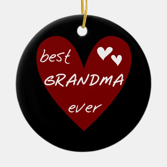 Red Heart Best Grandma Ever T-shirts Gifts Ceramic Ornament (Front)