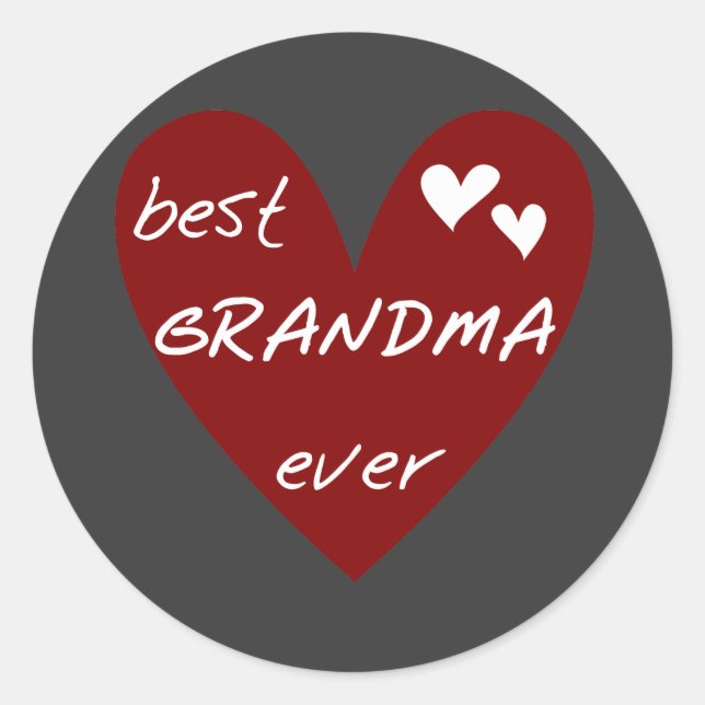 Red Heart Best Grandma Ever T-shirts Gifts Classic Round Sticker (Front)